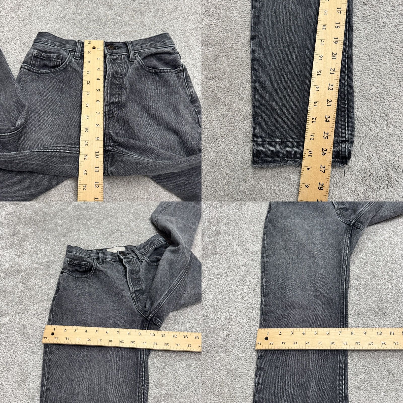 Levi's Everlane The Cheeky Cropped Denim Jeans Womens 26 Black Button Fly Cotton Regular Size Type Jeans Size 26" / US 2 / IT 38 - 9 Thumbnail