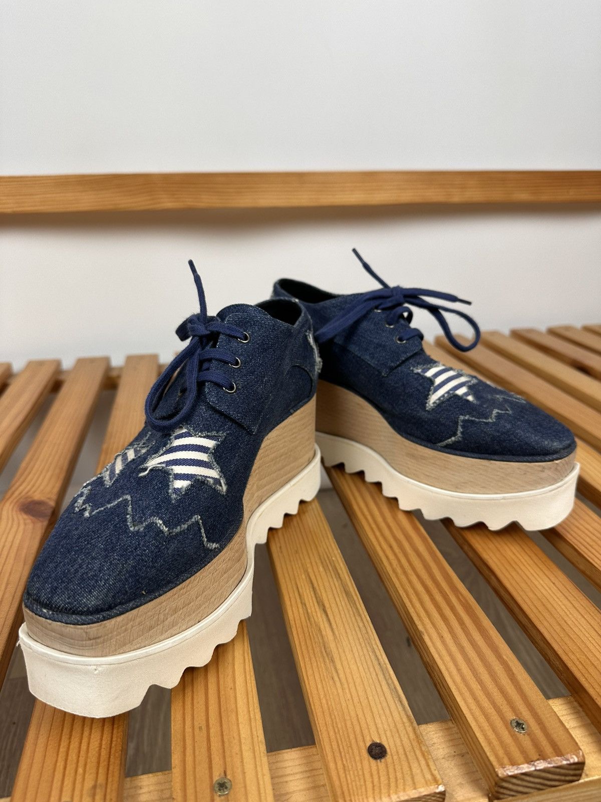 Stella McCartney Stella McCartney Blue Denim Elyse Platform Derby Sneakers Size US 5.5 / IT 35.5 - 5 Thumbnail