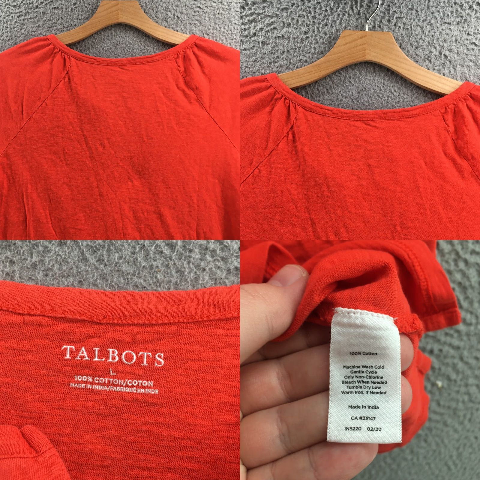 Talbots Talbots Tops Womens L Orange 100% Cotton V-Neck Cap Sleeve Blouse Pop Over Shirt Size L / US 10 / IT 46 - 8 Thumbnail