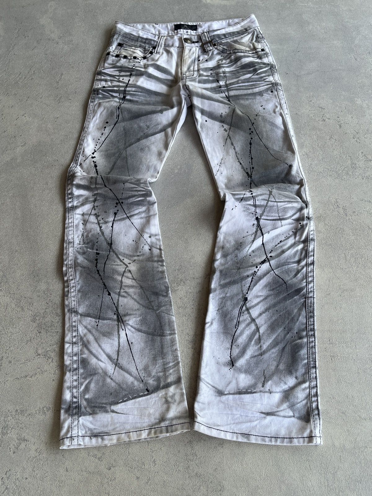 If Six Was Nine 2000’s Xfrm Flare Studded Painted Clawmark Boot Cut Pants Size US 29 - 1 Thumbnail