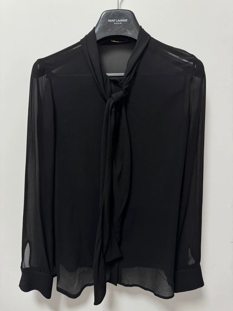 Saint Laurent Paris Saint Laurent Paris16fw bow tie silk Darth Vader shirt 250 Size S / US 4 / IT 40 - 1 Thumbnail