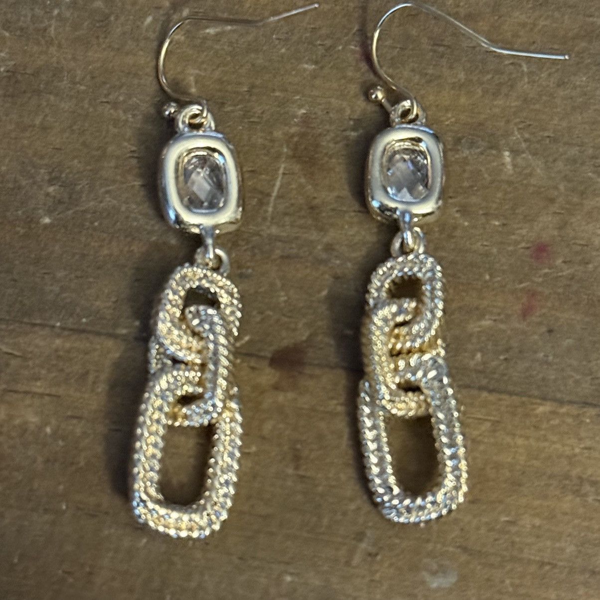 Other Gold tone textured chain link dangle earrings Size ONE SIZE - 3 Thumbnail