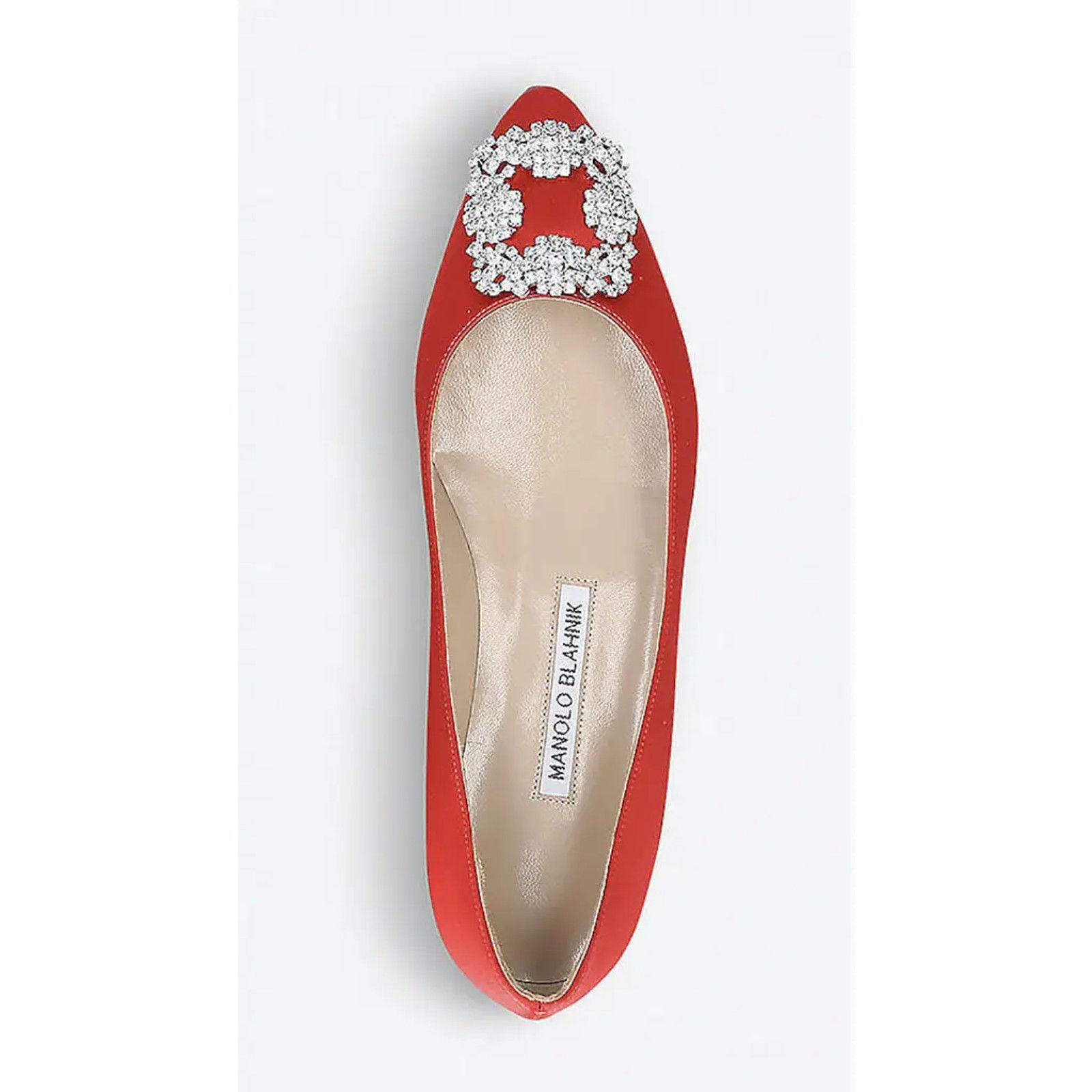 Manolo Blahnik Hangisi Satin Silver Jewel Buckle Ballerina Ballet Flat 39.5 Size US 9.5 / IT 39.5 - 6 Thumbnail