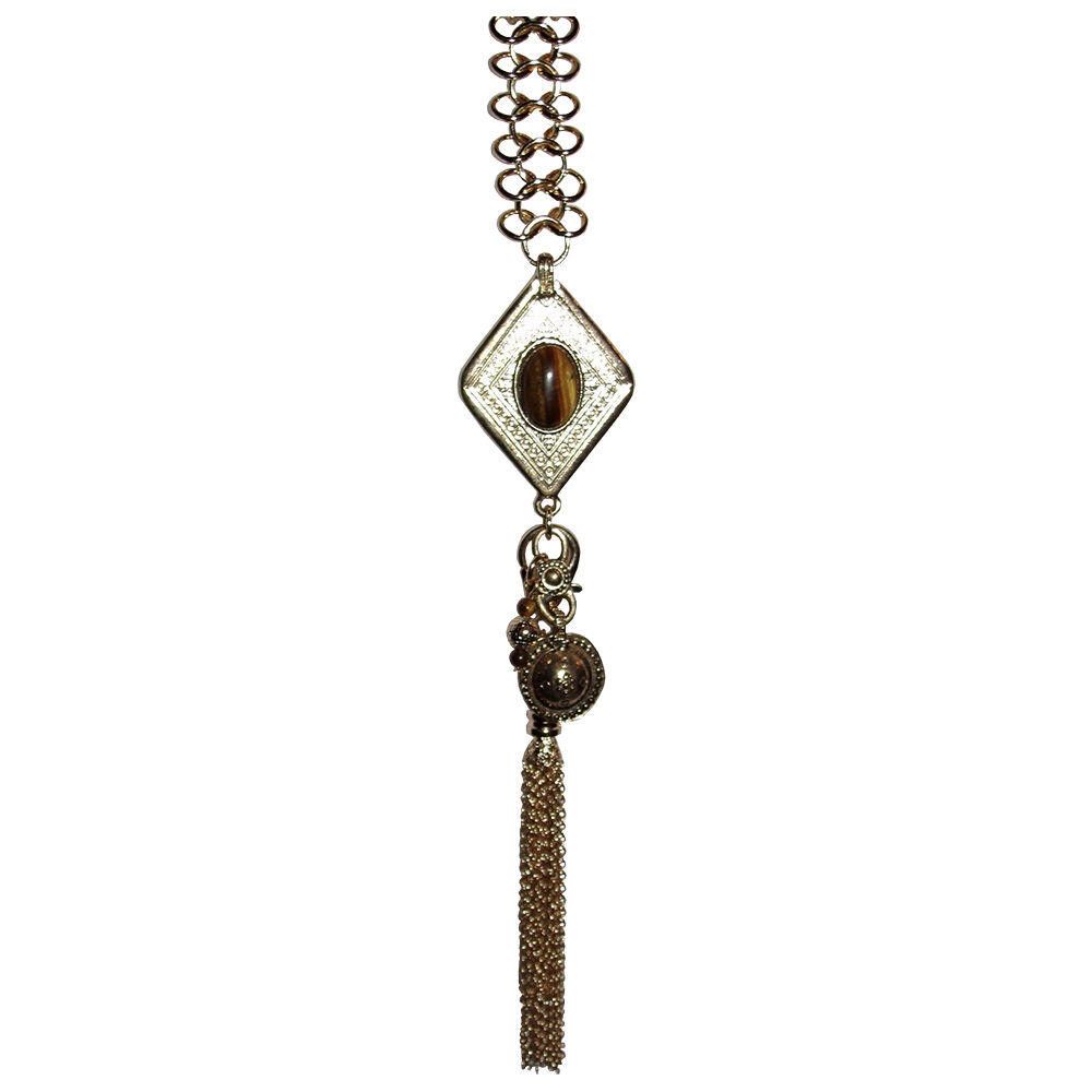 Designer New Goldtone Bedouin Inspired Tiger Eye Dangle Necklace Size ONE SIZE - 5 Thumbnail