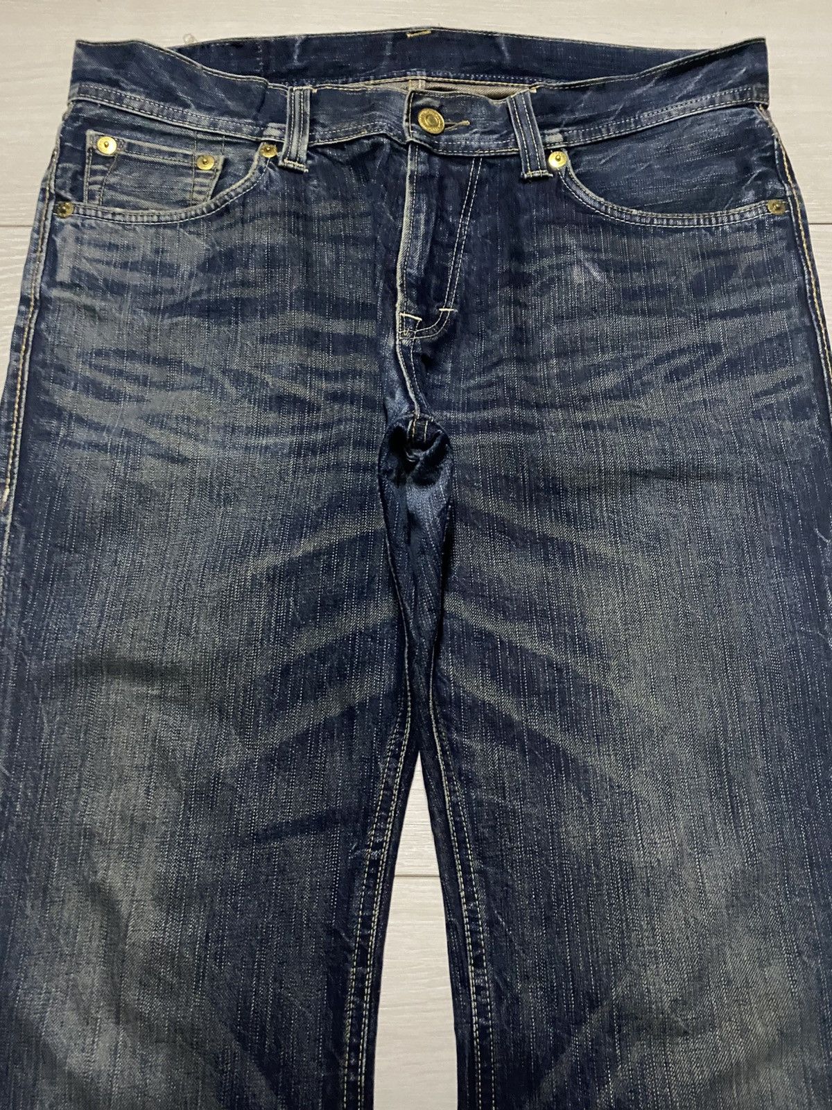 Japanese Brand Vintage Denim Craft Mud Faded Wash Distressed Repair Flare Size US 36 / EU 52 - 3 Thumbnail