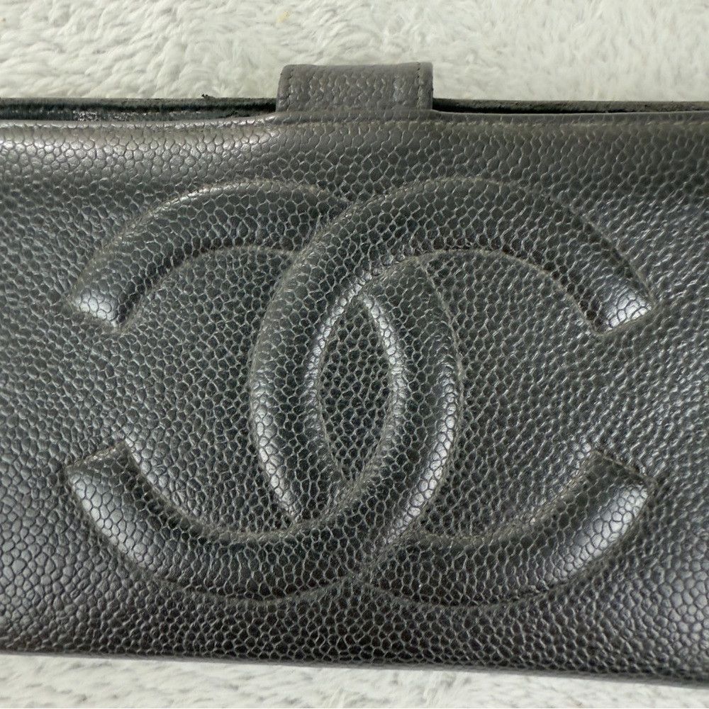 Chanel CHANEL CC Logo Grained Calfskin Leather Long Bifold Wallet Size ONE SIZE - 4 Thumbnail
