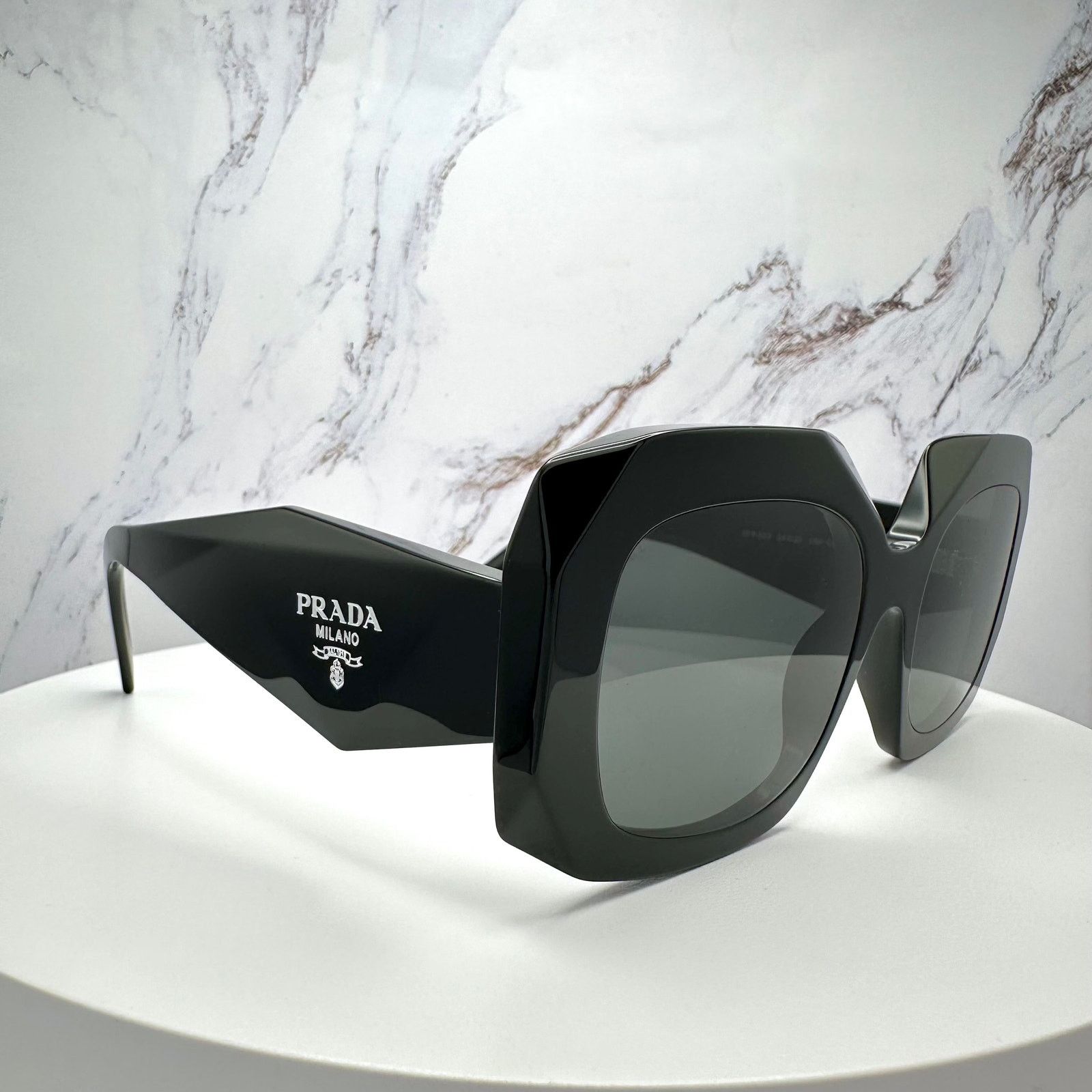 Prada New PRADA Sunglasses Black Silver Symbole Logo Oversized Size ONE SIZE - 10 Thumbnail