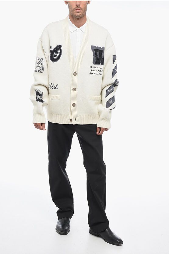 Off-White o1y0325 Logo Cardigan in Off White Size US M / EU 48-50 / 2 - 4 Thumbnail