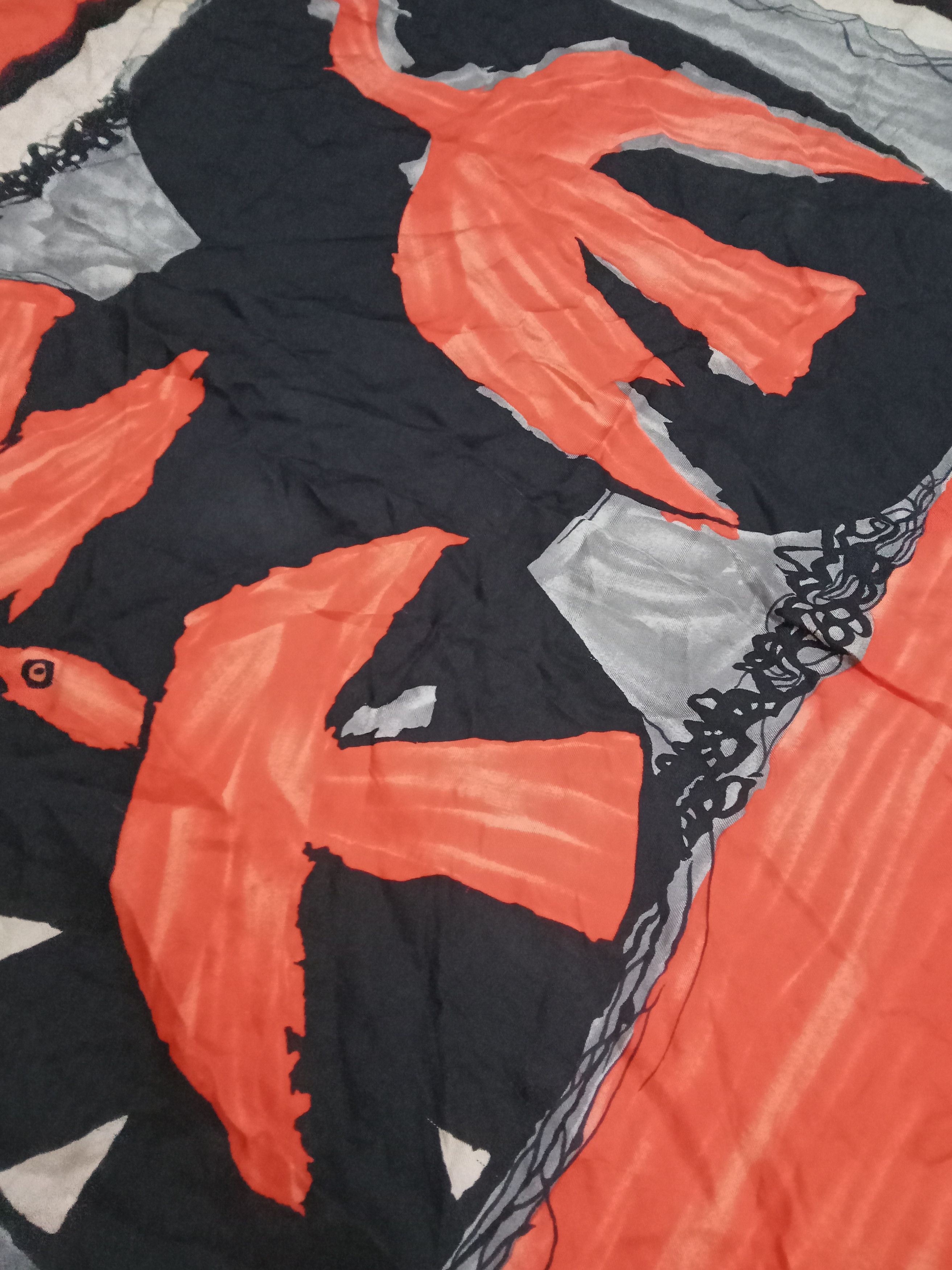 Vintage Horev Trois Oiseaux Rouges d'apres George Braque Scarf Size ONE SIZE - 6 Thumbnail