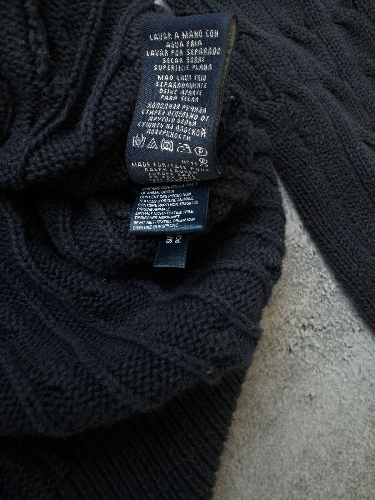 Polo Ralph Lauren × Vintage Vintage Polo Ralph Lauren Cable-Knit Cardigan Dark Blue Size US M / EU 48-50 / 2 - 7 Thumbnail