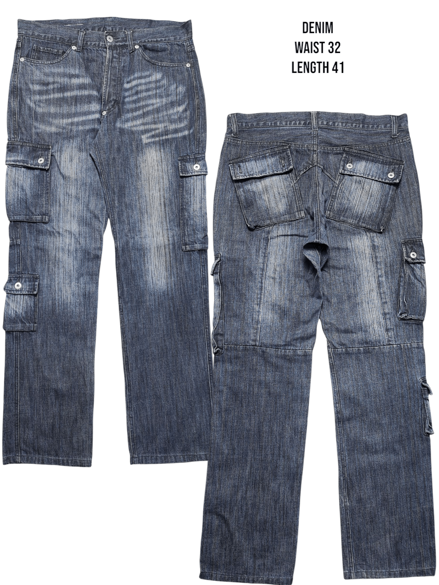 Number (N)ine Distress Baggy Denim Cargo Jeans Pant Japan Size US 32 / EU 48 - 1 Thumbnail