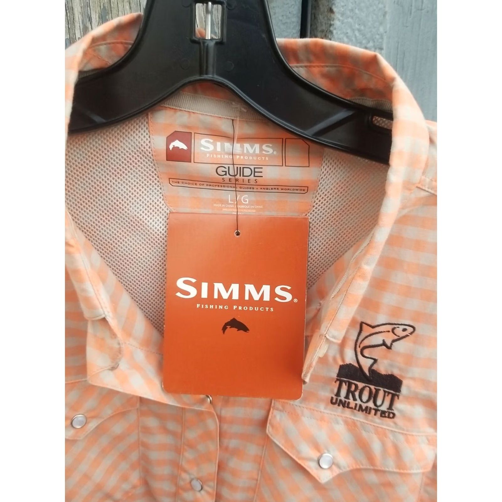 Vintage SIMMS Fishing Shirt Womens L Big Sky Plaid Melon Long Sleeve Button-Up, Water Resistant, UPF 20+, Pockets, Casual Wear Size L / US 10 / IT 46 - 5 Thumbnail