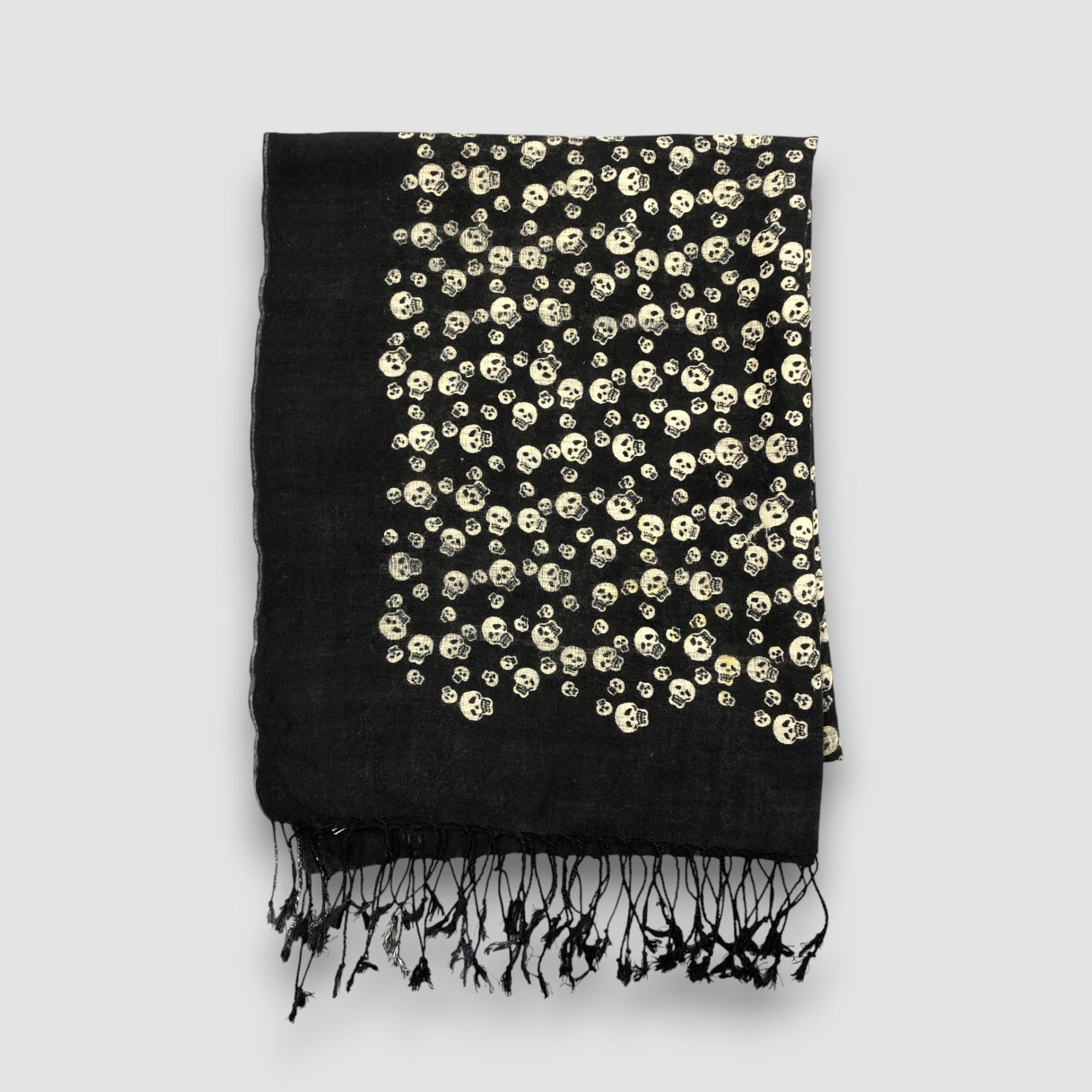 Japanese Brand Vintage Glen Prince Scarf Skulls Long Shawl Wool Scarves. Size ONE SIZE - 4 Thumbnail