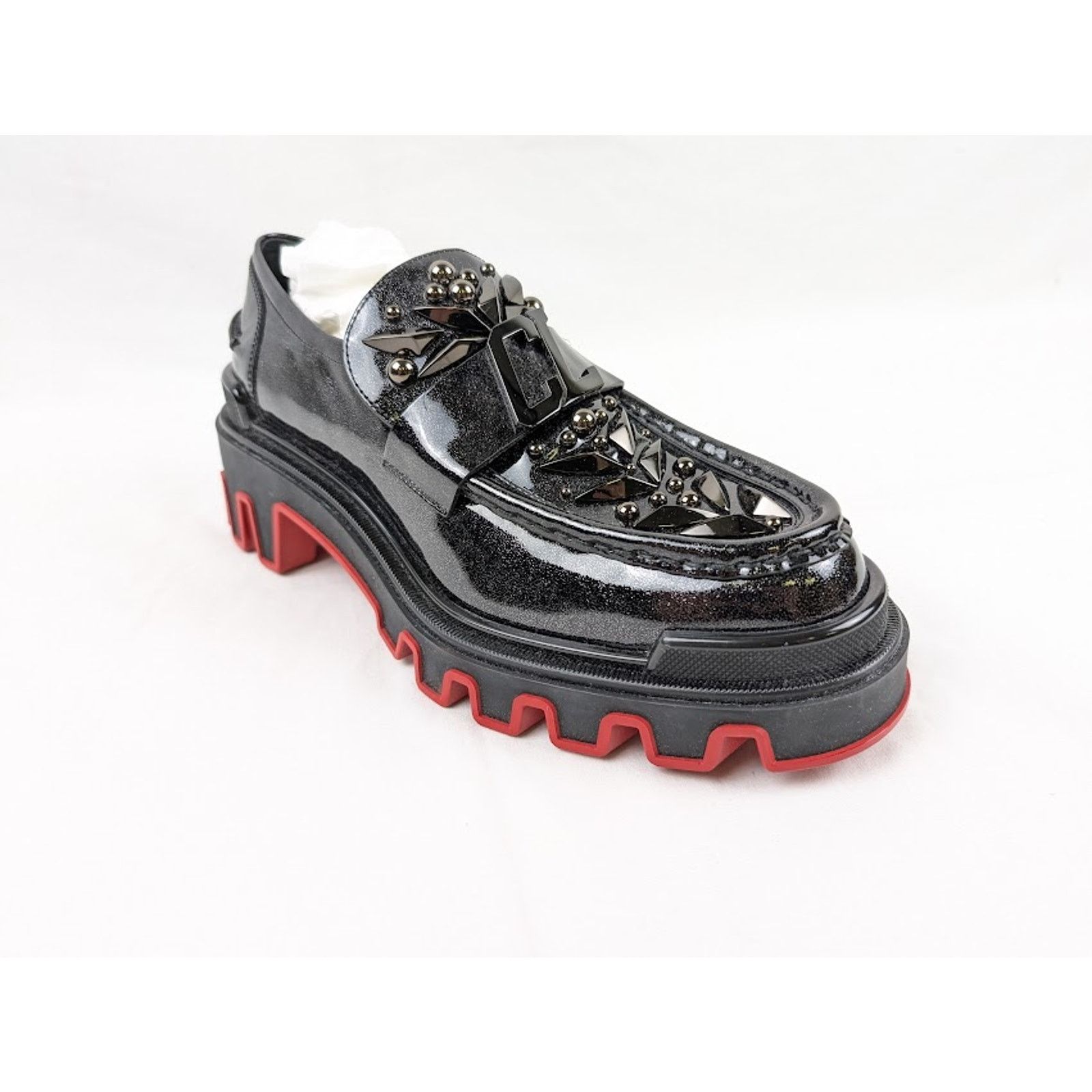 Christian Louboutin o1rshd1 The Amazing Loubi Flat Shoes in Black/BK Gun/ Size US 9 / EU 42 - 4 Thumbnail