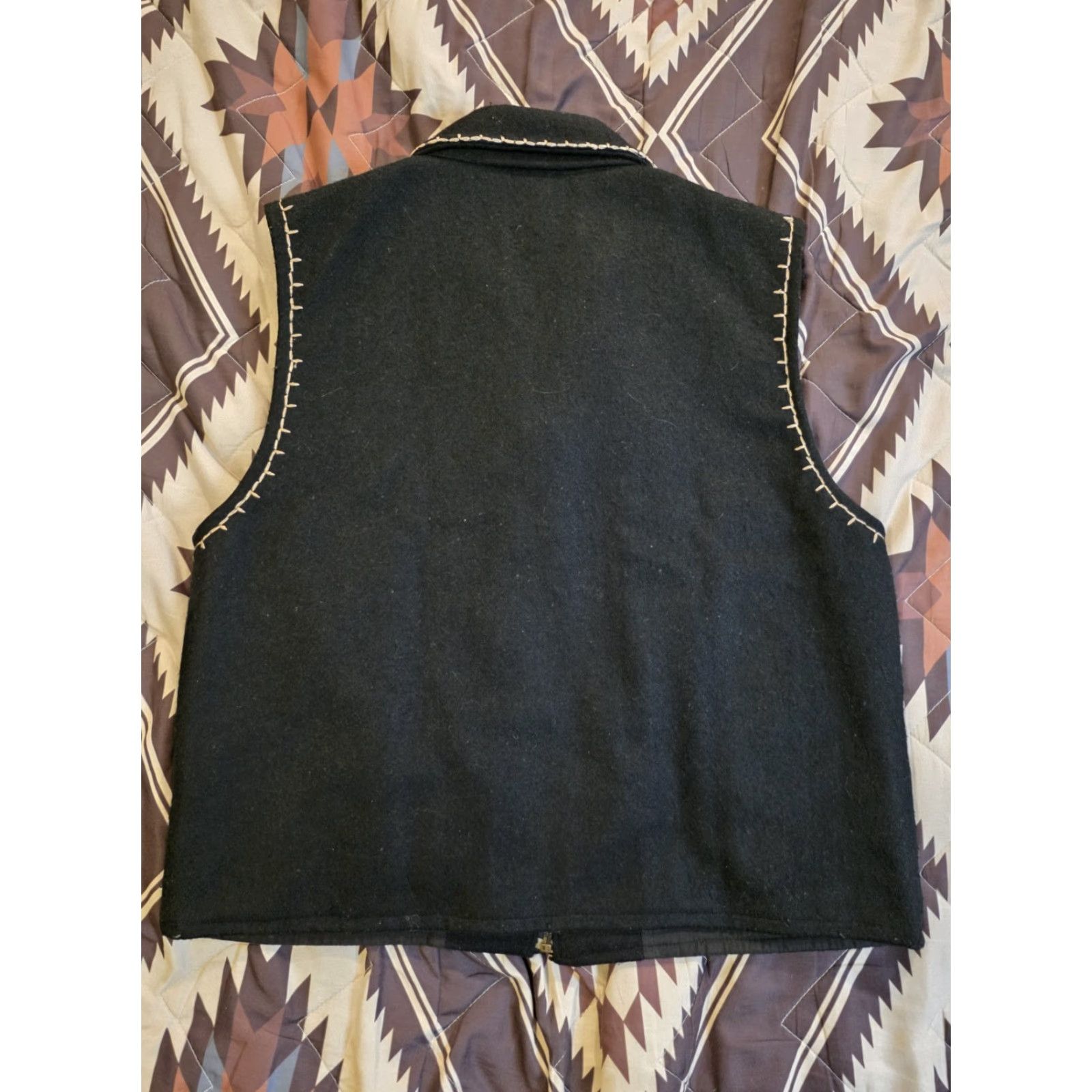 Vintage VINTAGE New Directions Vest Wool/Cotton Full Zip Embroidered Black L Sleeveless Bohemian 90s Women Size L / US 10 / IT 46 - 2 Thumbnail