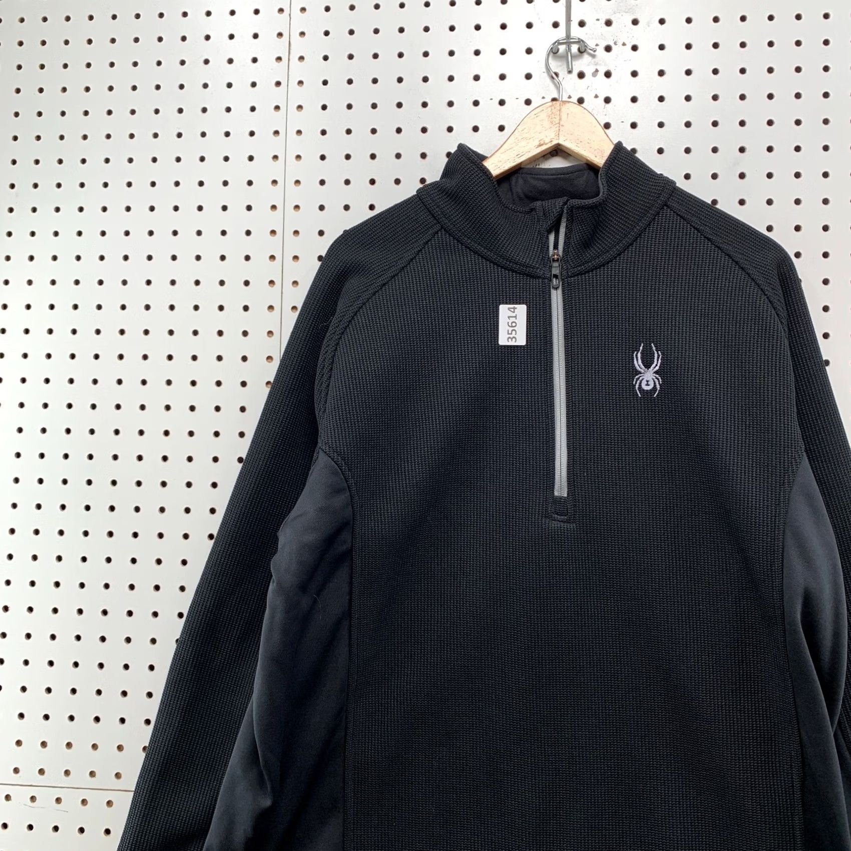 Spyder Spyder 1/4 Zip Pullover Sweatshirt Mens XL Black Waffle Knit Long Sleeve Size US XL / EU 56 / 4 - 2 Thumbnail