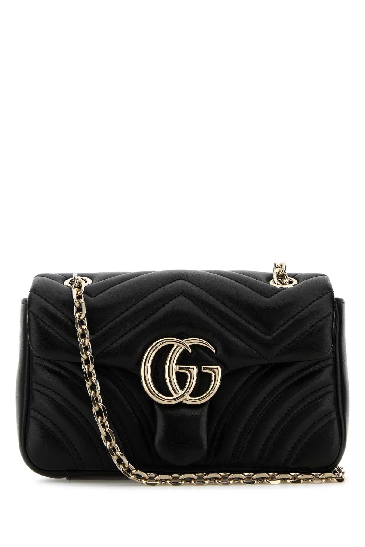 Black Nappa Leather Small Gg Marmont Shoulder Bag