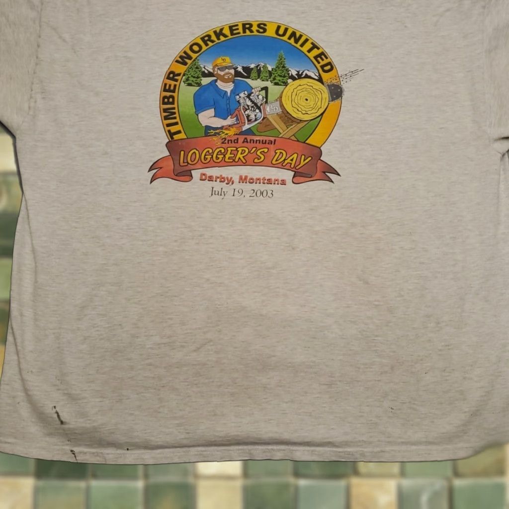 Vintage VTG Timber Workers United Shirt Mens 3XL White Crewneck T-Shirt USA Nature Outdoor 2nd Annual Y2K Mens Size US XXL / EU 58 / 5 - 1 Thumbnail