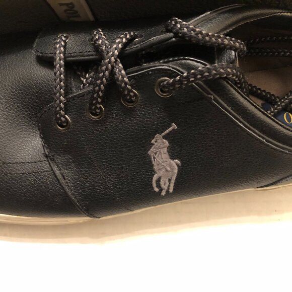 Polo Ralph Lauren polo Ralph Lauren men's black leather fashion sneakers 17D Size US 15 / EU 48 - 2 Thumbnail