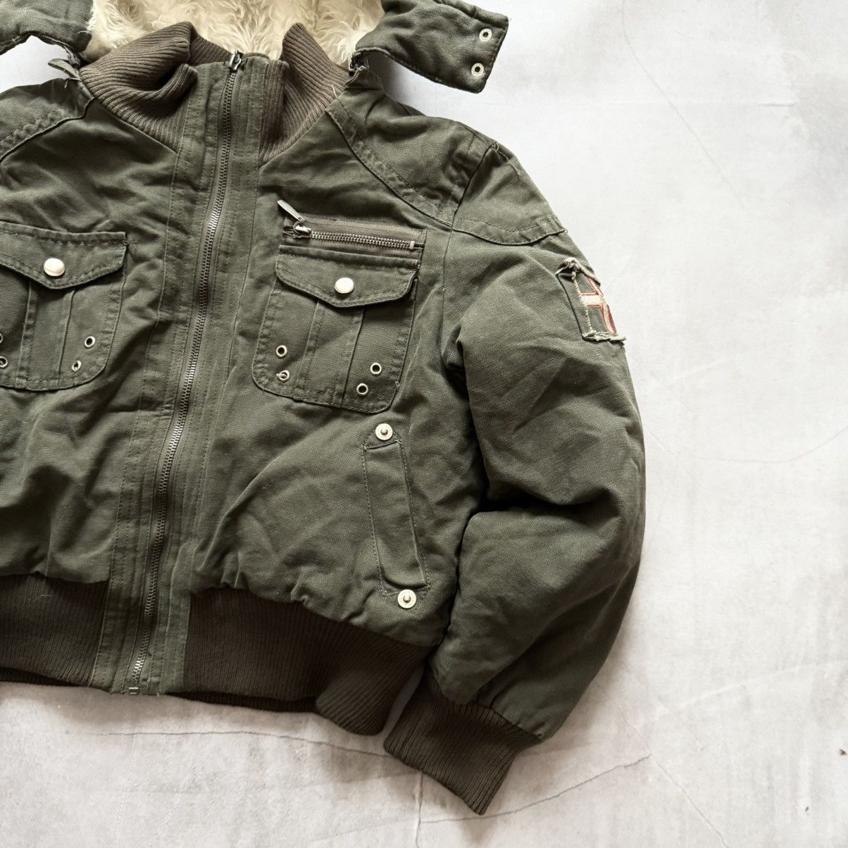 Hysteric Glamour × Undercover Military Crop Bomber Jacket Fur LGB If Six Was Nine Vibe Size M / US 6-8 / IT 42-44 - 3 Thumbnail