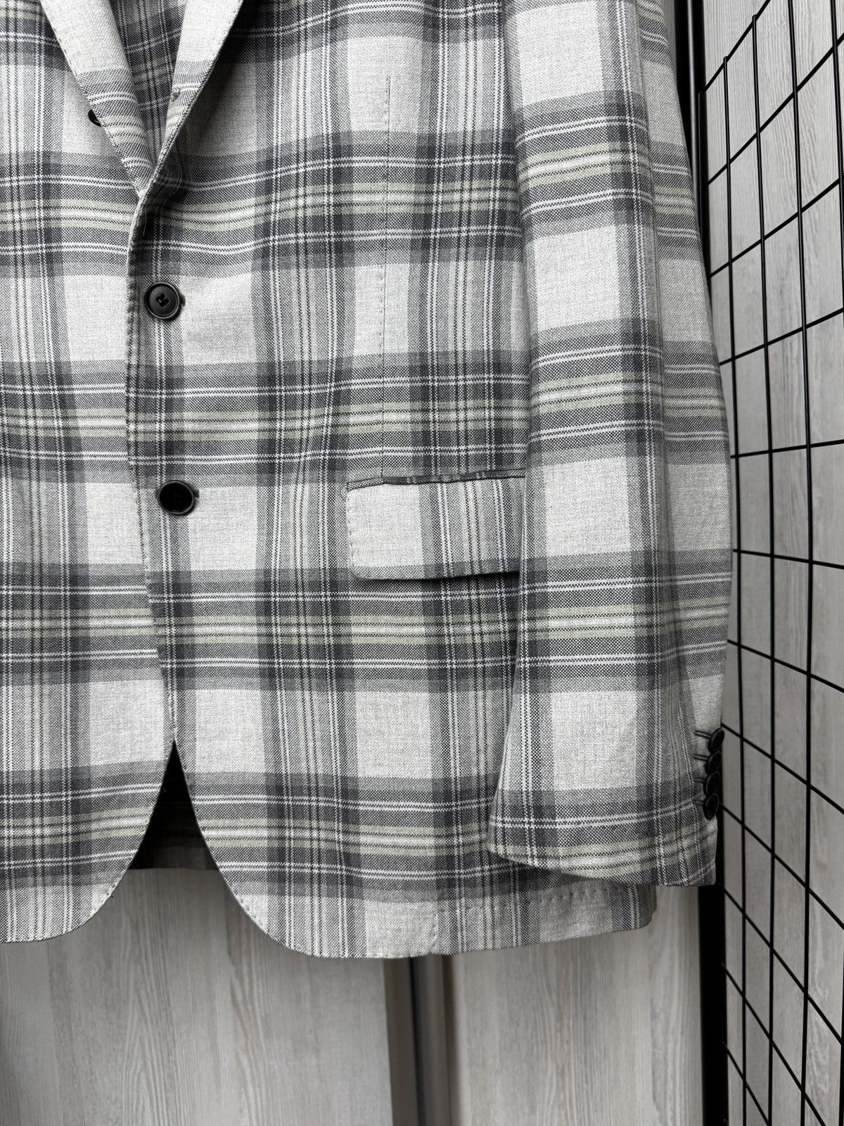 Cantarelli Cantarelli Tailor Washed Checkered cotton unlined blazer Size 40R - 4 Thumbnail