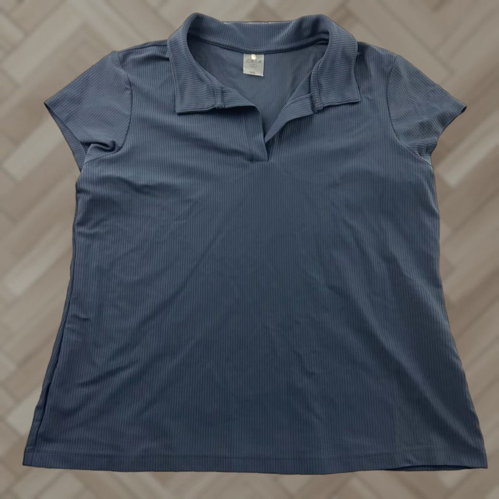 Vintage Calia Carrie Underwood Short Sleeve Ribbed Polo Top Women's 2XL Blue Shirt Polo Casual Womens XS-2XL Size XXL / US 16-18 / IT 52-54 - 1 Thumbnail