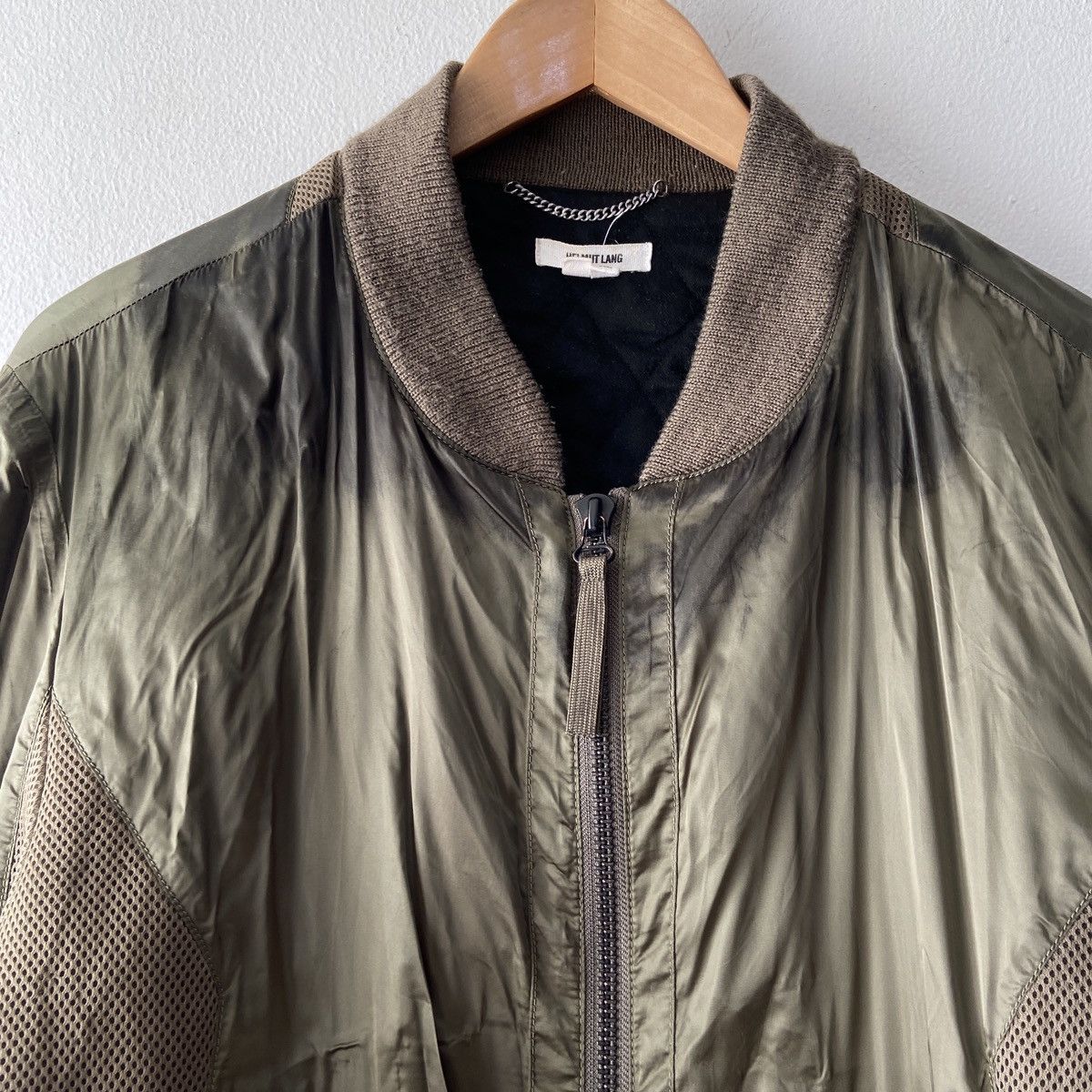 Helmut Lang Helmut Lang Olive Nylon Mesh Bomber Jacket F/W 2015 Size US XL / EU 56 / 4 - 5 Thumbnail