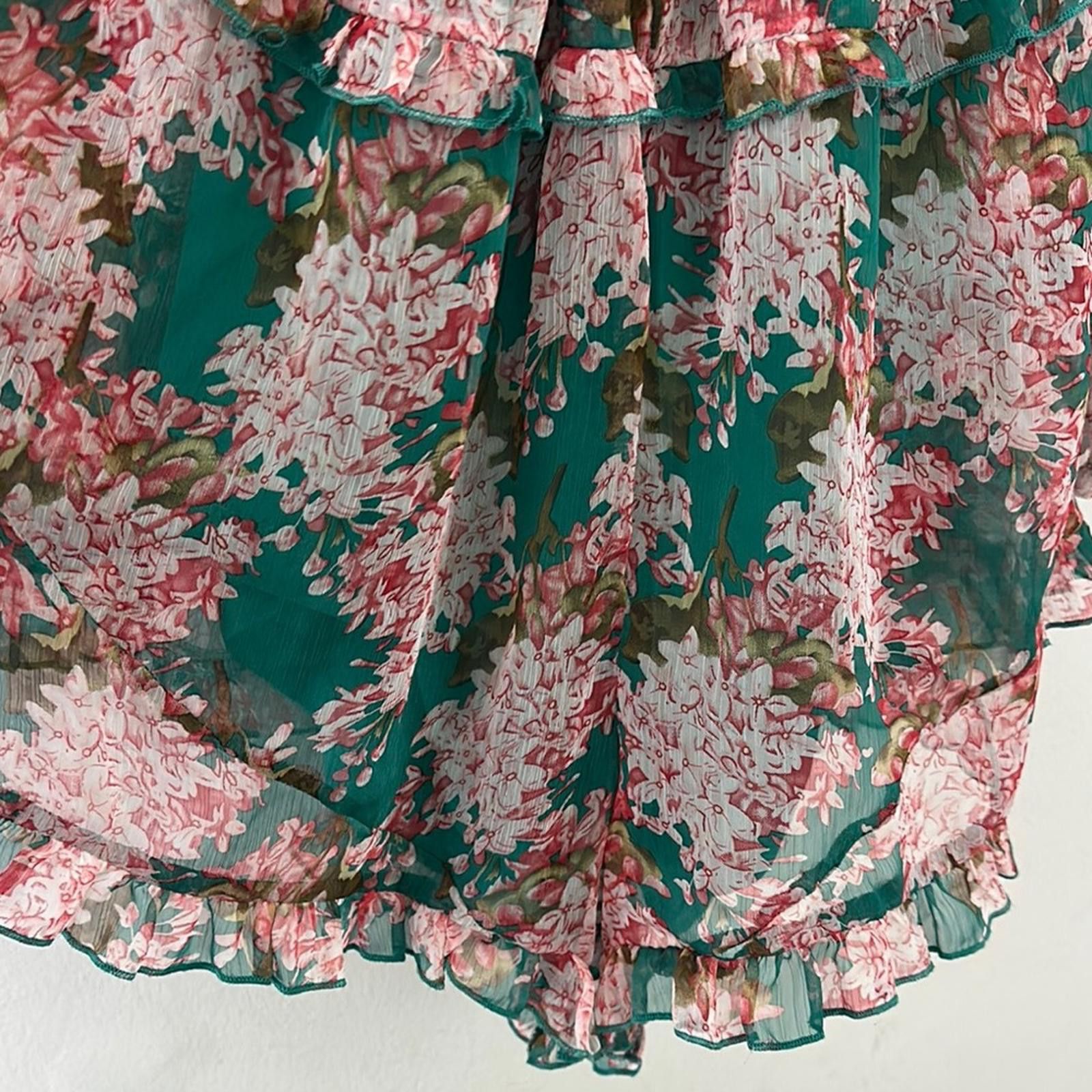 Designer Luxxel Pink and Green Cris Cross Dress Size L / US 10 / IT 46 - 4 Thumbnail
