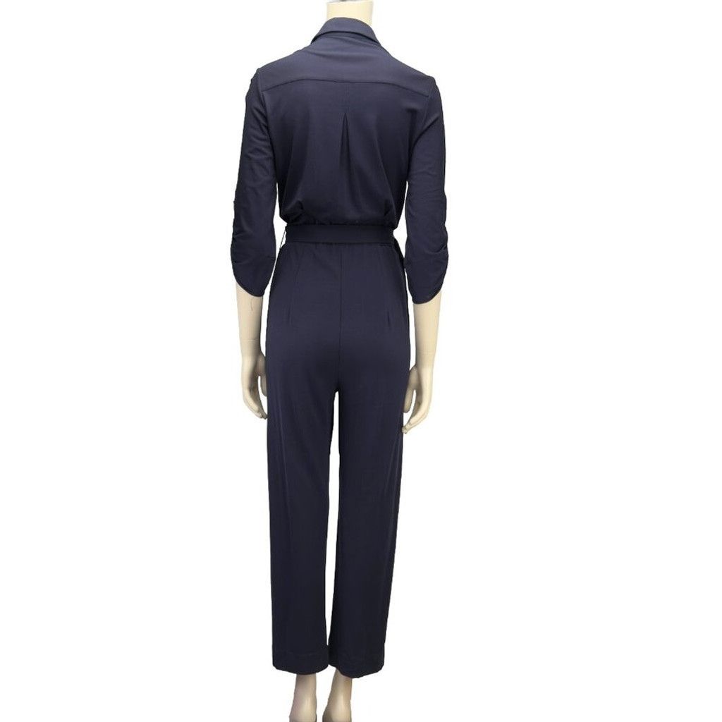 Other MARC CAIN Preppy Polo Collar Belted Stretch Navy Jumpsuit S Size 26" / US 2 / IT 38 - 6 Thumbnail