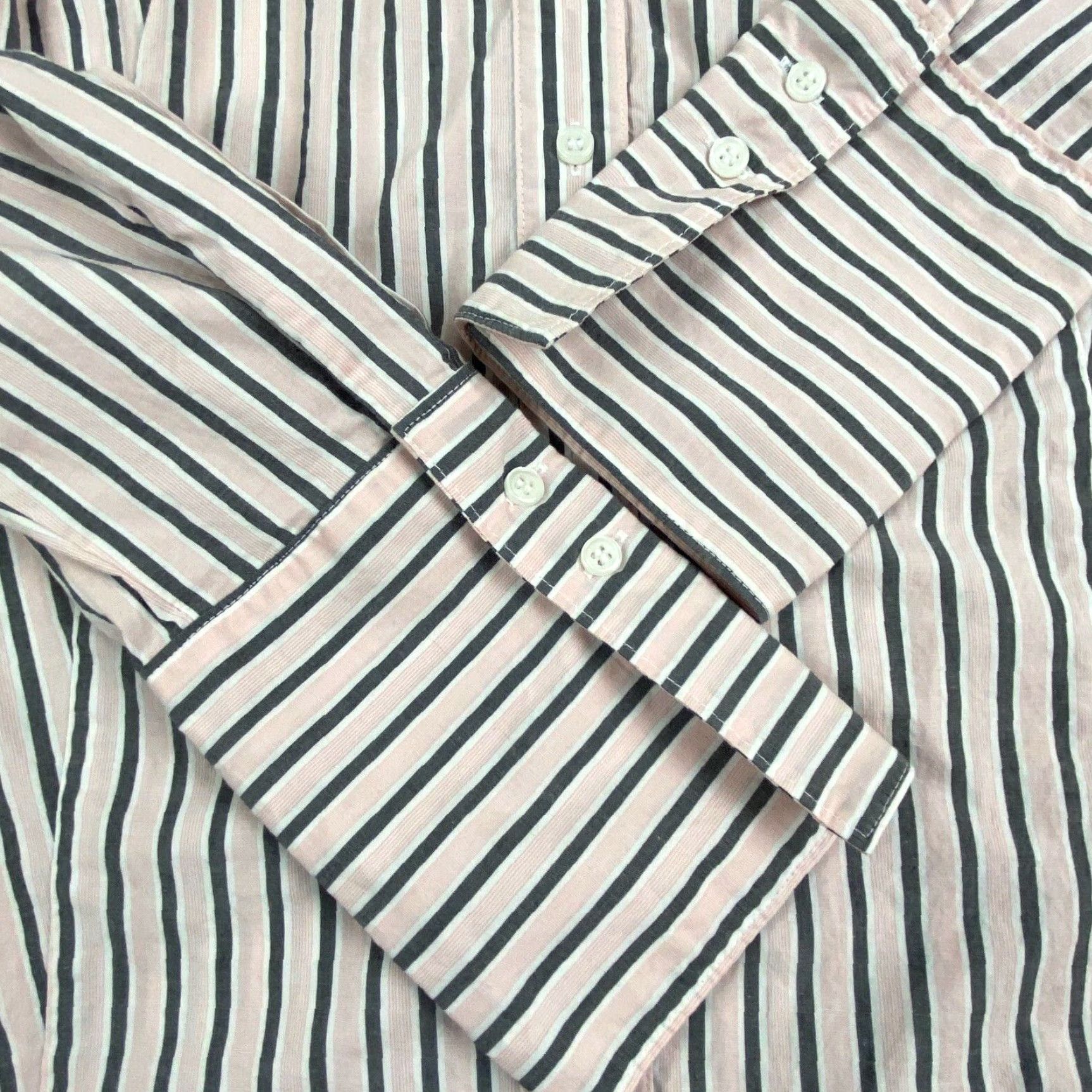 Vintage Lane Bryant Womens Shirt 16 Extra Large Pink Gray Striped Fitted Career Size XXL / US 16-18 / IT 52-54 - 5 Thumbnail