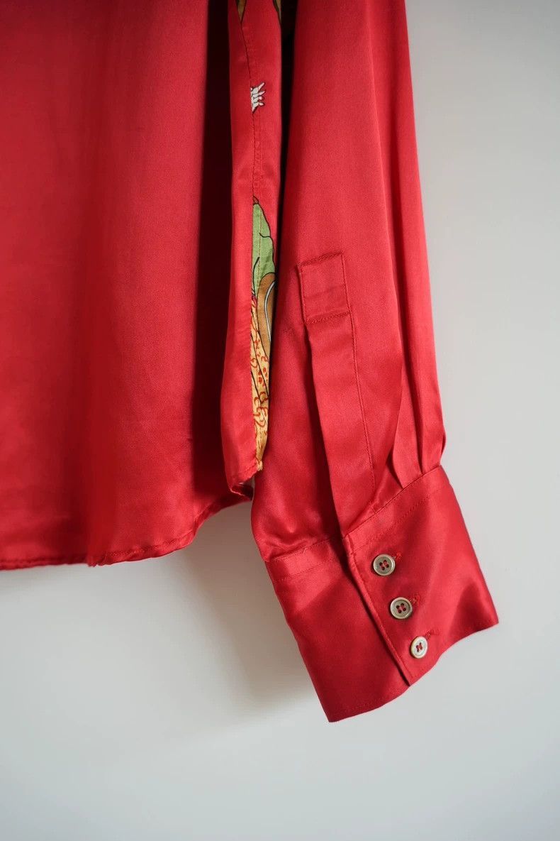 Yohji Yamamoto Yohji Yamamoto Yohji Yamamoto Red Silk Shirt with Print Size US M / EU 48-50 / 2 - 6 Thumbnail
