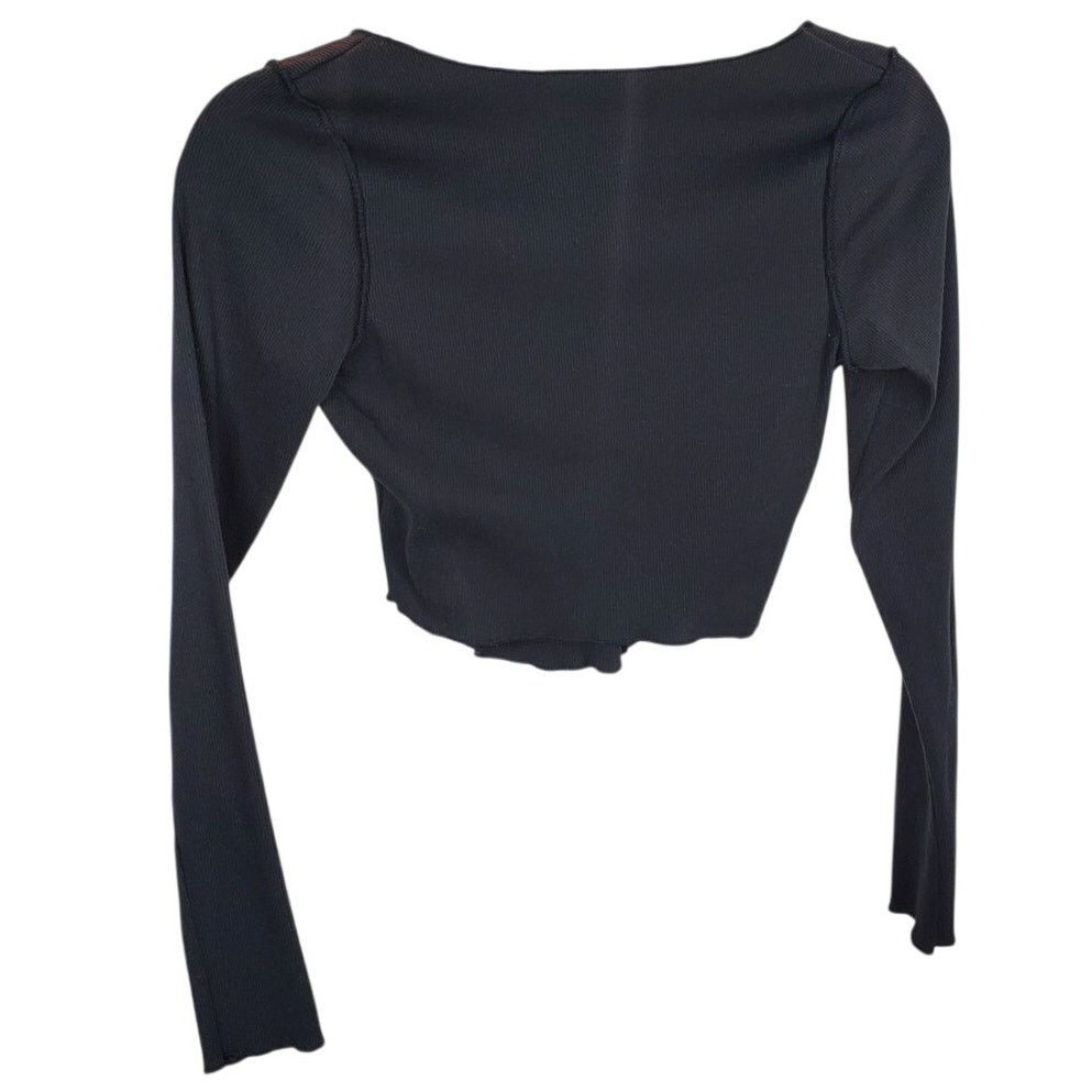 Other ANWND Black Square Neck Long Sleeve Crop Top Ribbed M Size M / US 6-8 / IT 42-44 - 2 Thumbnail