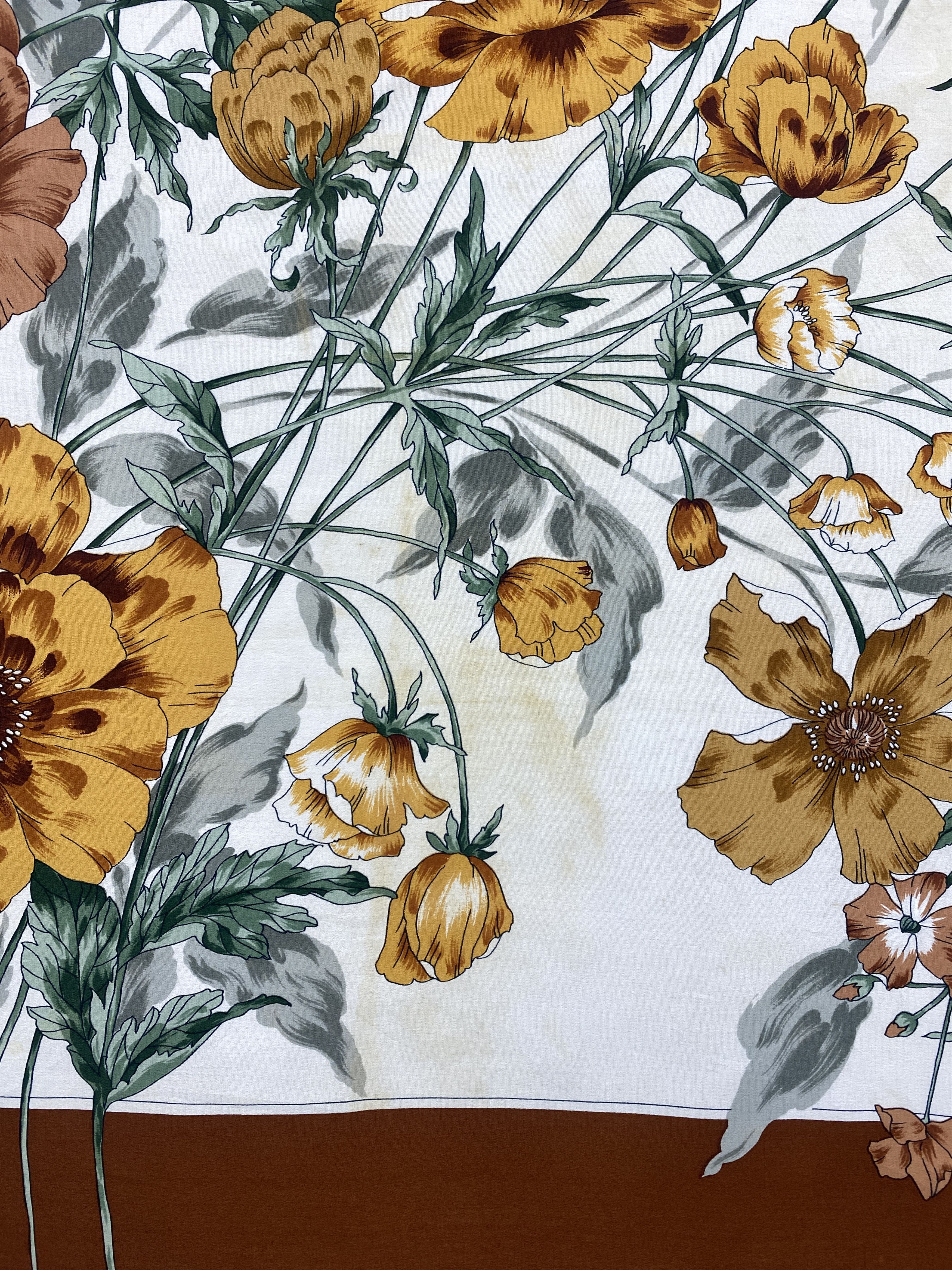 Vintage Flower Design Silk Scarf / Muffler / Silk Shawl SN0073 Size ONE SIZE - 7 Thumbnail