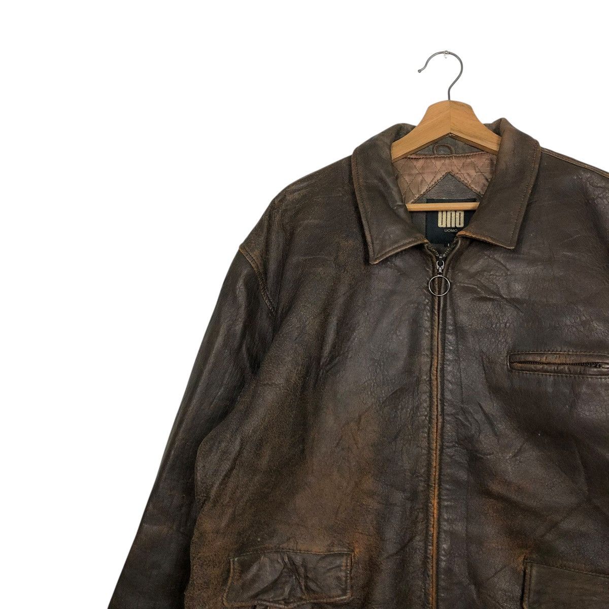 Japanese Brand 🔥VINTAGE LEATHER JACKET BIKER UNO UOMO ISSEY MIYAKE Size US L / EU 52-54 / 3 - 9 Thumbnail