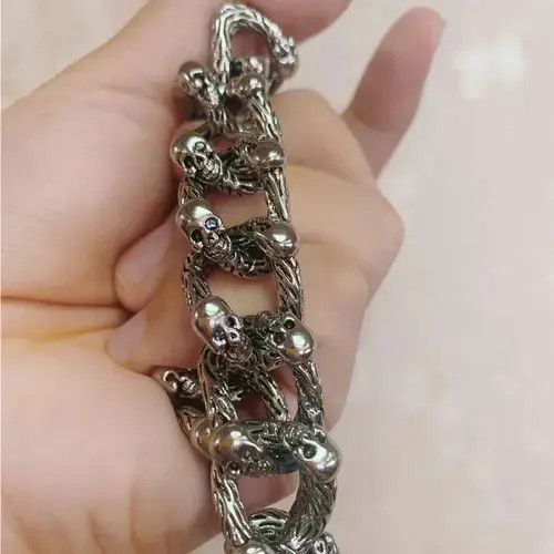 Japanese Brand × Jewelry 22cm Cuban Chain Rock Skull Link Bracelet Size ONE SIZE - 2 Thumbnail