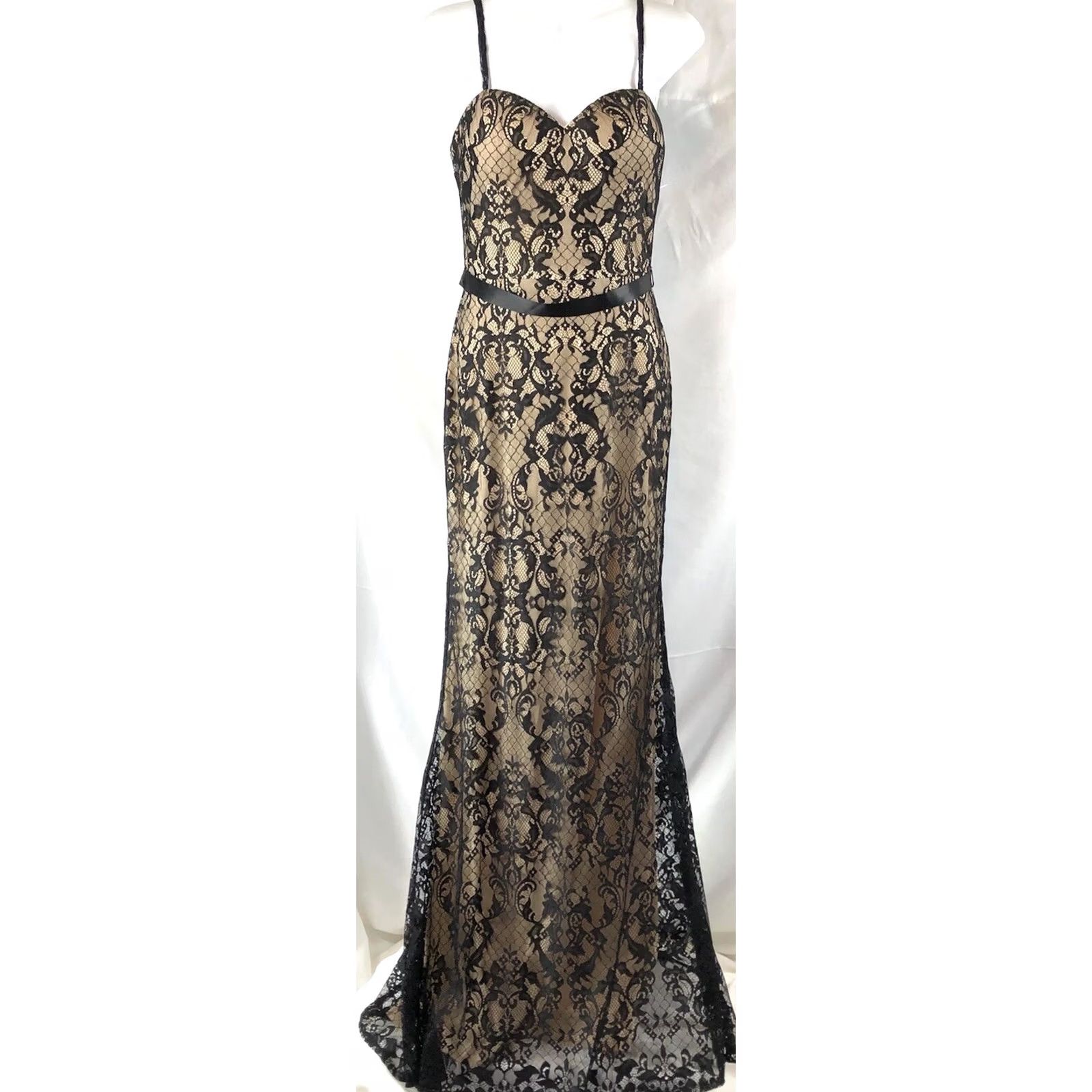 Vintage VINTAGE Strappy Formal Dress mermaid Gown 10 Lace Sweetheart Fairy whimsy Gothic Prom Size L / US 10 / IT 46 - 2 Thumbnail
