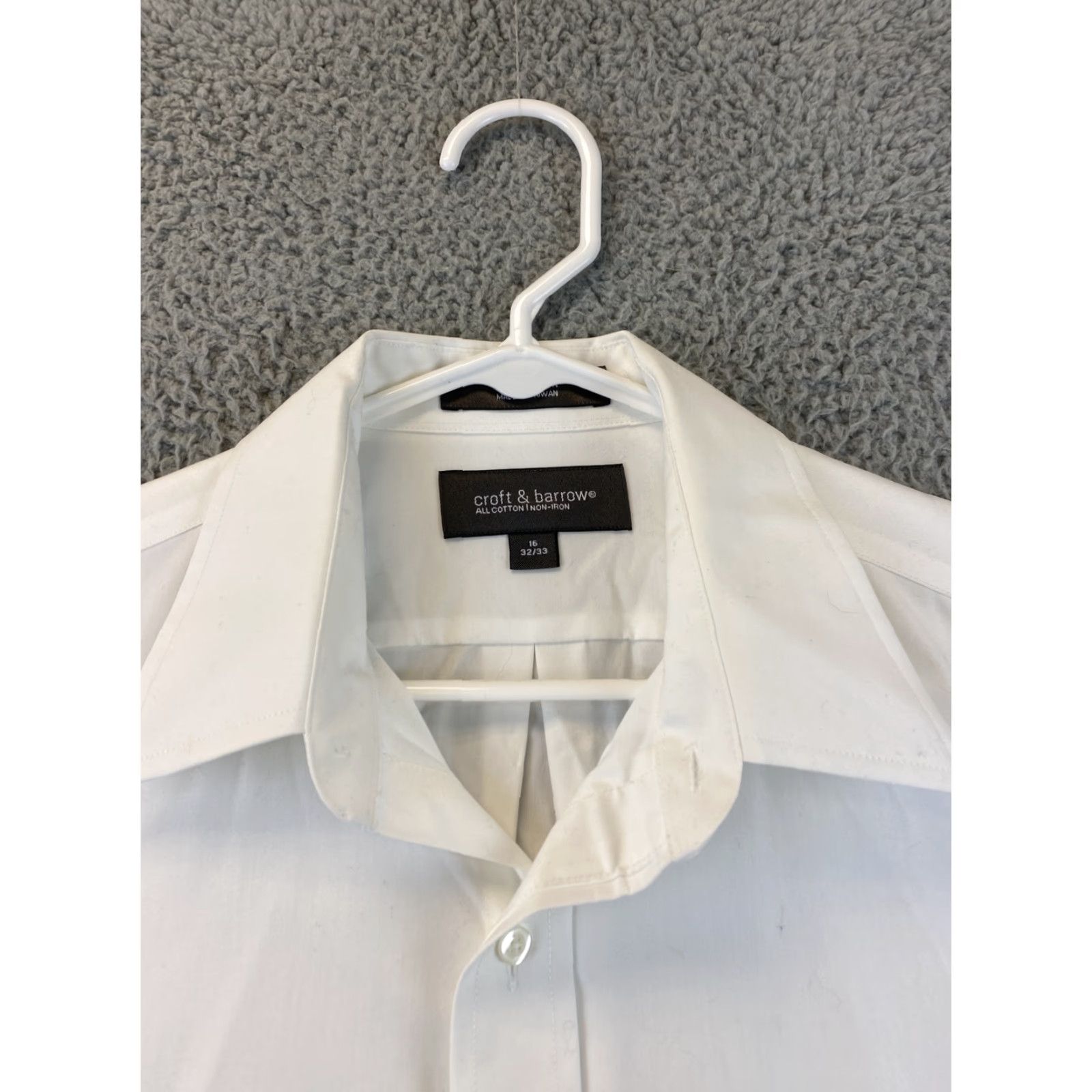 Croft & Barrow Croft & Barrow Dress Shirt Men 16 White Long Sleeve Button-Down 32/33 Size 42R - 4 Thumbnail