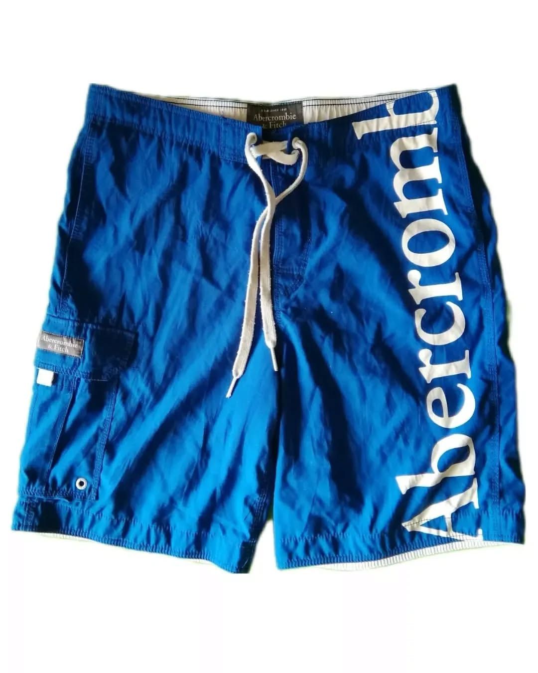 Abercrombie & Fitch Abercrombie and Fitch Blue Spellout Short Pants Y2K Size US 39 - 1 Thumbnail