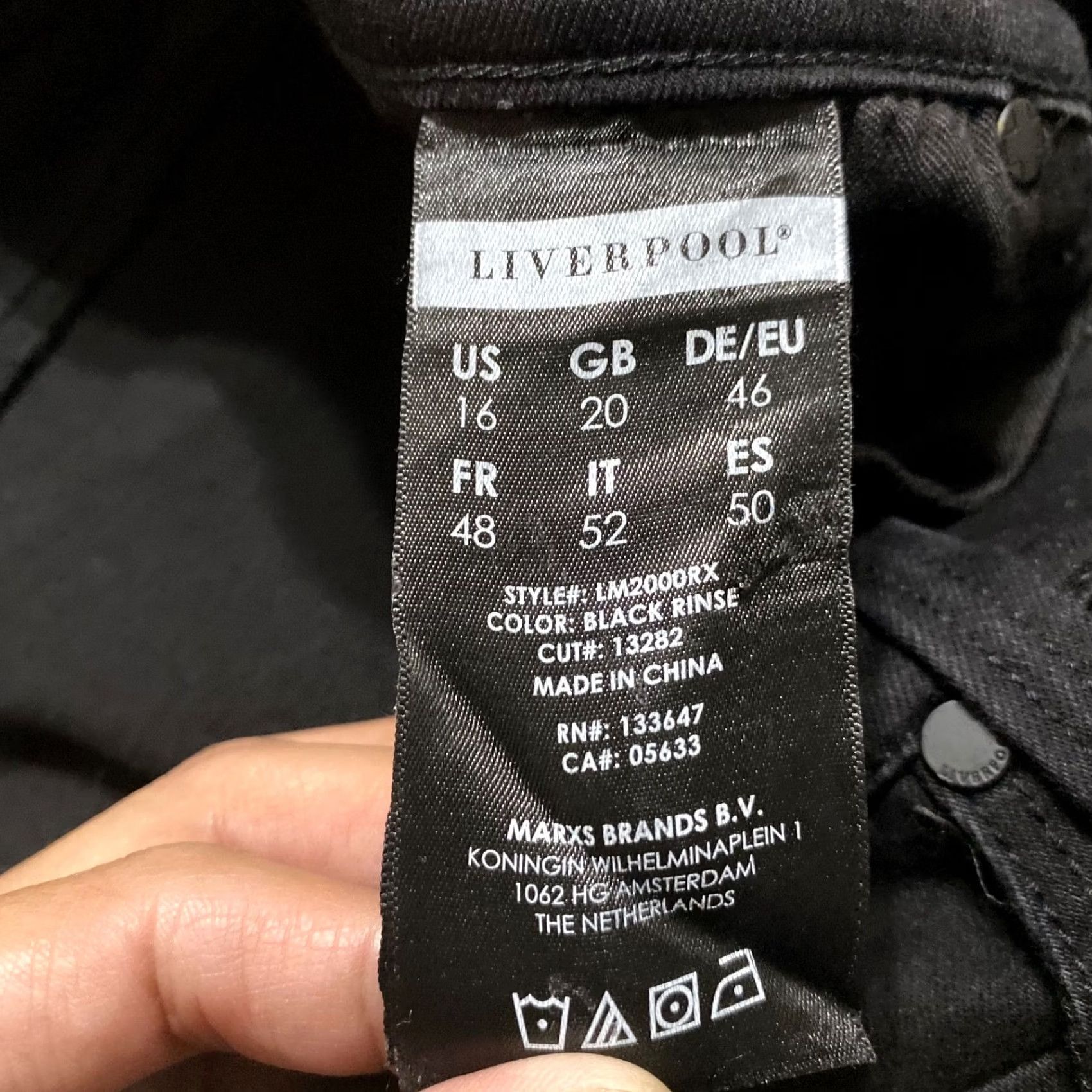 Vintage Liverpool Jeans Womens Jeans Black Dark Wash Skinny 16 Regular Mid Rise Pockets Stretch City 80s/90s Mens Womens Girls Size 38" / US 16 / IT 52 - 4 Thumbnail