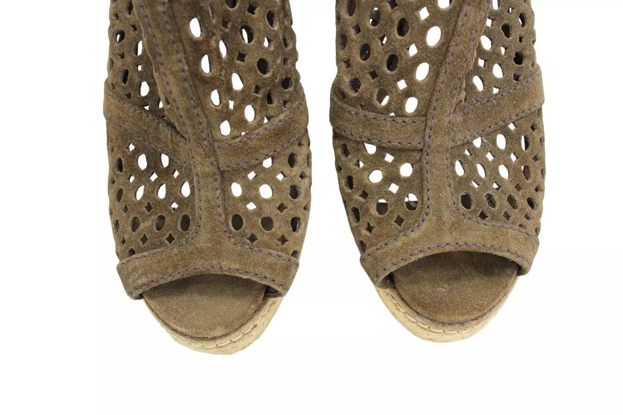 Prada PRADA Women EU 40 Wedge Platform Leather Espandrille Sandals Size US 10 / IT 40 - 6 Thumbnail