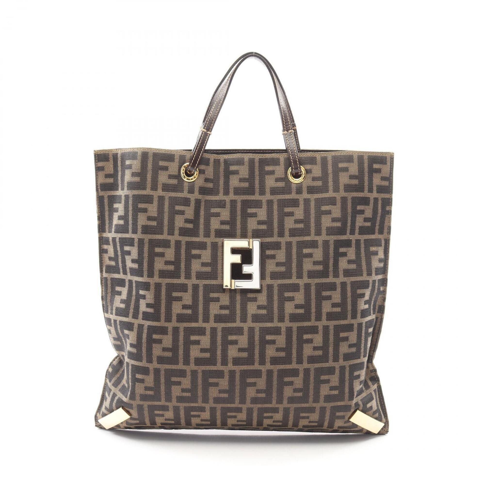 Fendi Fendi Zucca Tote Bag Handbag, Nylon and Leather, Women's, Brown Size ONE SIZE - 1 Thumbnail
