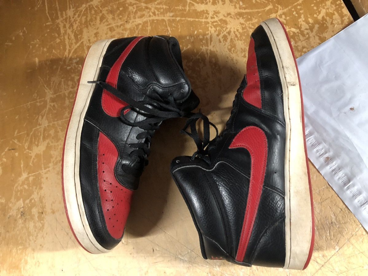 Nike Nike Court Vision Mid Bred Black University Red White Used Size US 11 / EU 44 - 12 Thumbnail