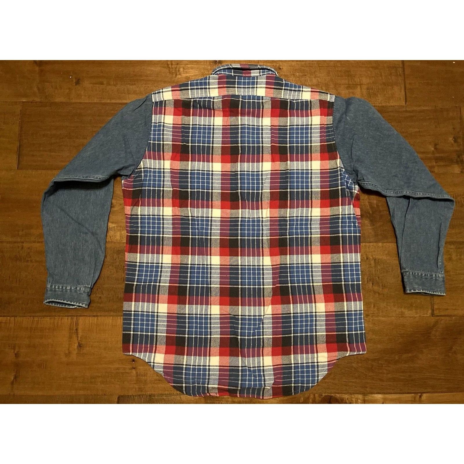 Polo Ralph Lauren VINTAGE Polo Ralph Lauren Denim Sleeves Flannel Button Shirt L Men's New L/S Size US L / EU 52-54 / 3 - 5 Thumbnail