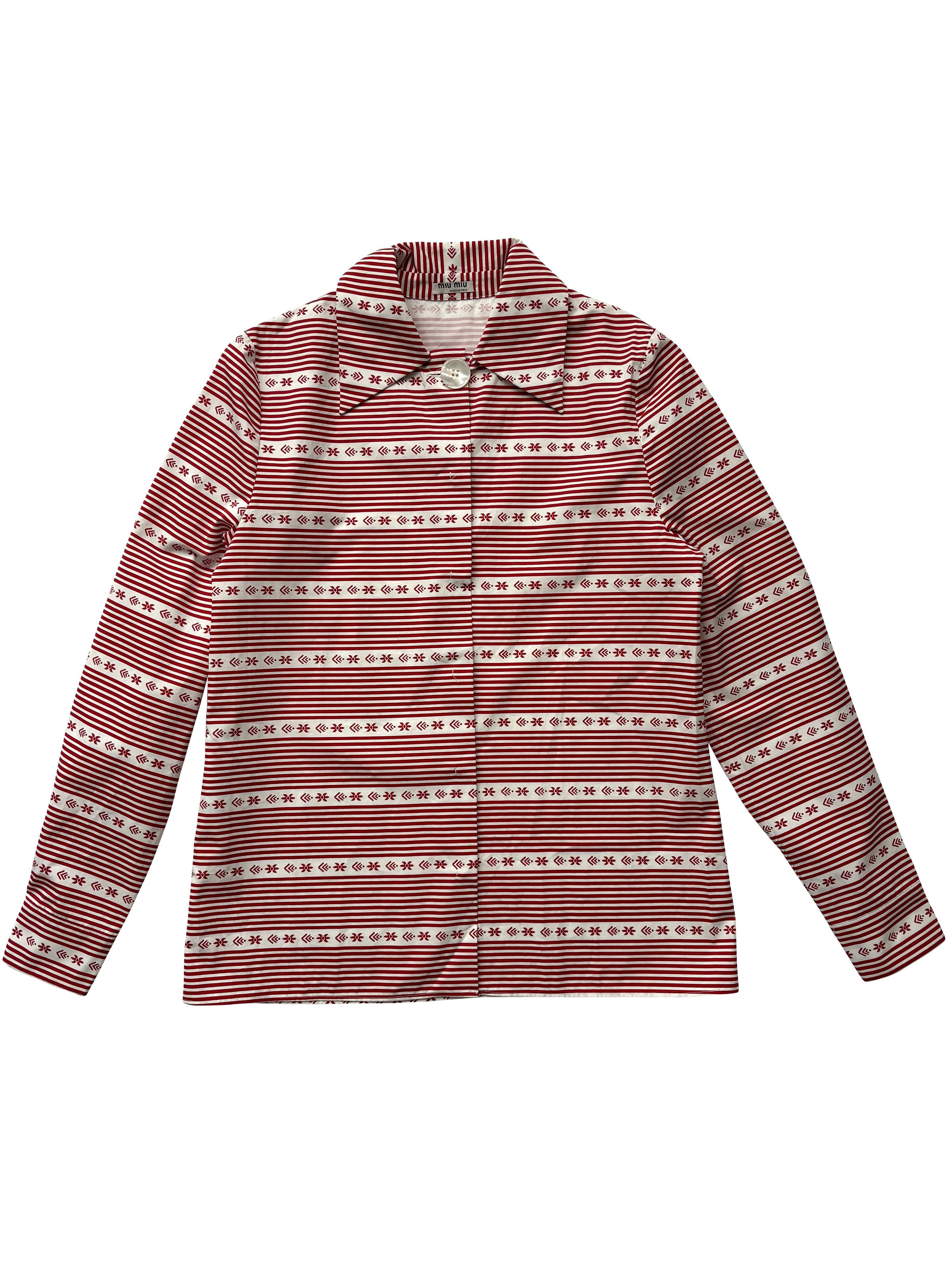 Miu Miu ⚡️QUICK SALE⚡️2015 Miu Miu Runway Red White Button Up Shirt Size M / US 6-8 / IT 42-44 - 1 Thumbnail