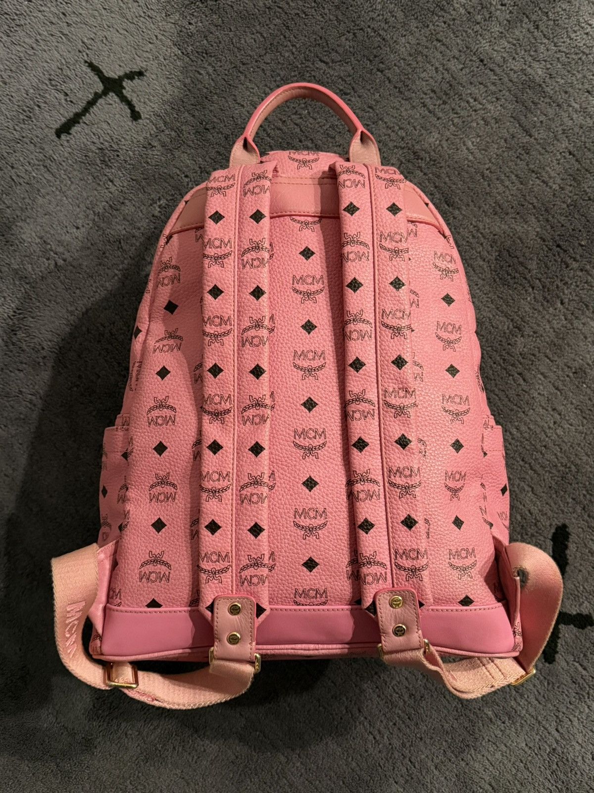 MCM 2010s MCM Pink Studded Visetos Backpack Size ONE SIZE - 6 Thumbnail
