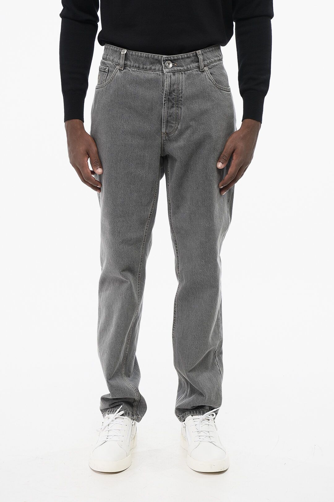 Brunello Cucinelli og1mm0725 Cotton Slim Fit Denim in Grey Size US 38 / EU 54 - 1 Thumbnail