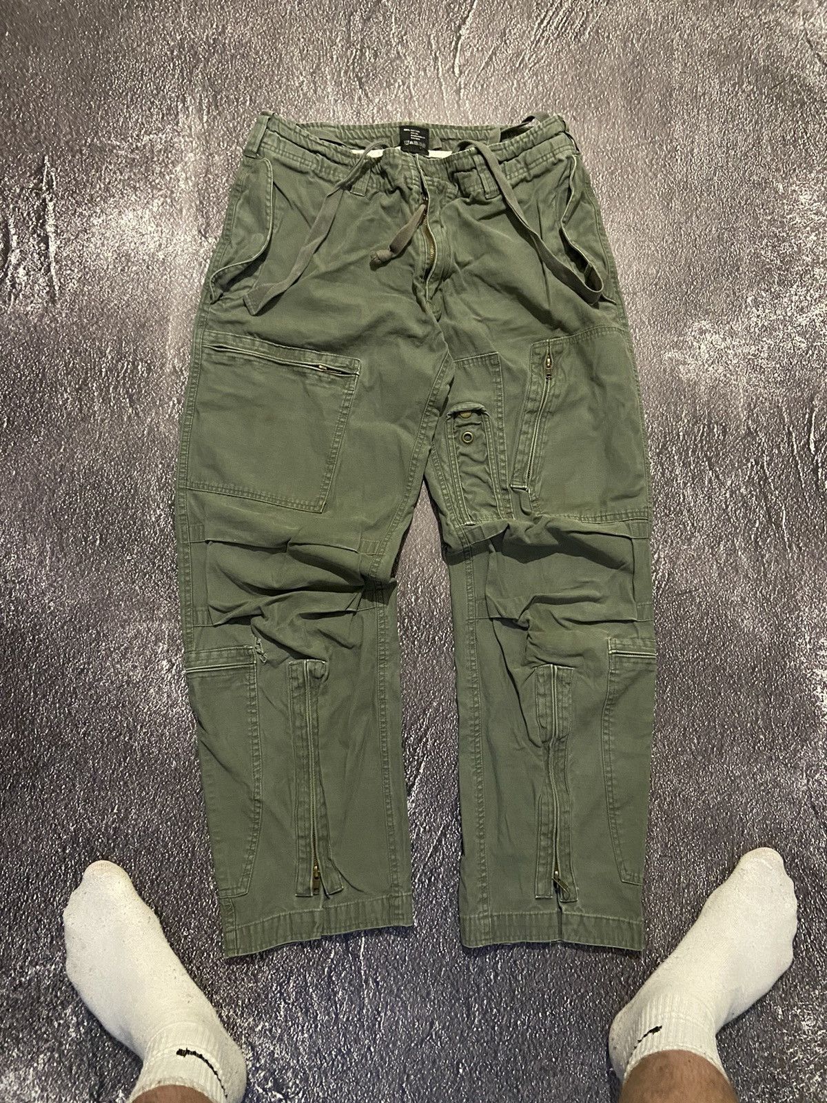 Pre-owned Archival Clothing X Vintage Diesel Style Multi Pocket Y2k Distressed Pants In Khaki
