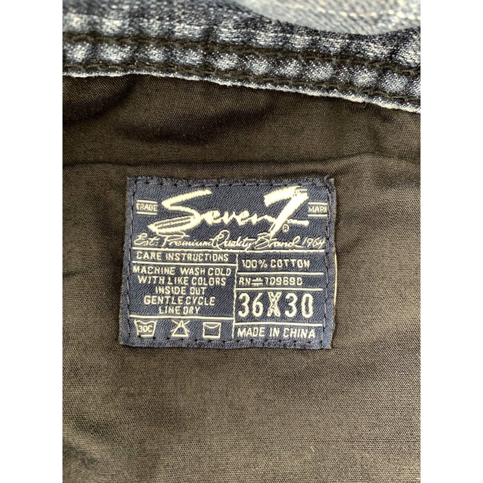 Vintage Seven7 Jeans Mens 36x30 Straight Denim Blue 90s Grunge Retro Casual Baggy Vintage No N/A Size US 36 / EU 52 - 5 Thumbnail
