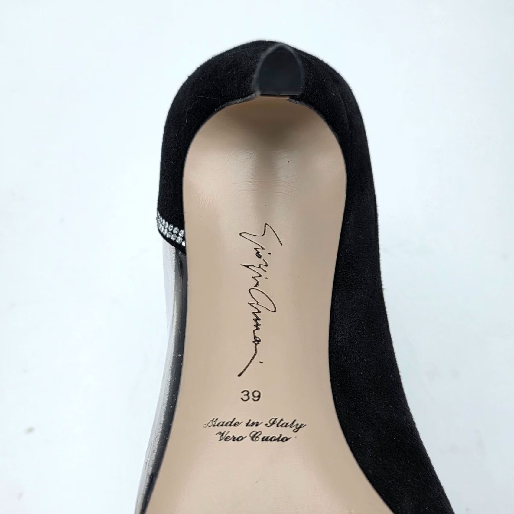 Giorgio Armani Giorgio Armani Pumps in Suede & PVC Size 39 - Asymmetric Strass Beaded Pointed Toe Stiletto Heel, Black, Women's Pump Display Piece Size US 9 / IT 39 - 3 Thumbnail