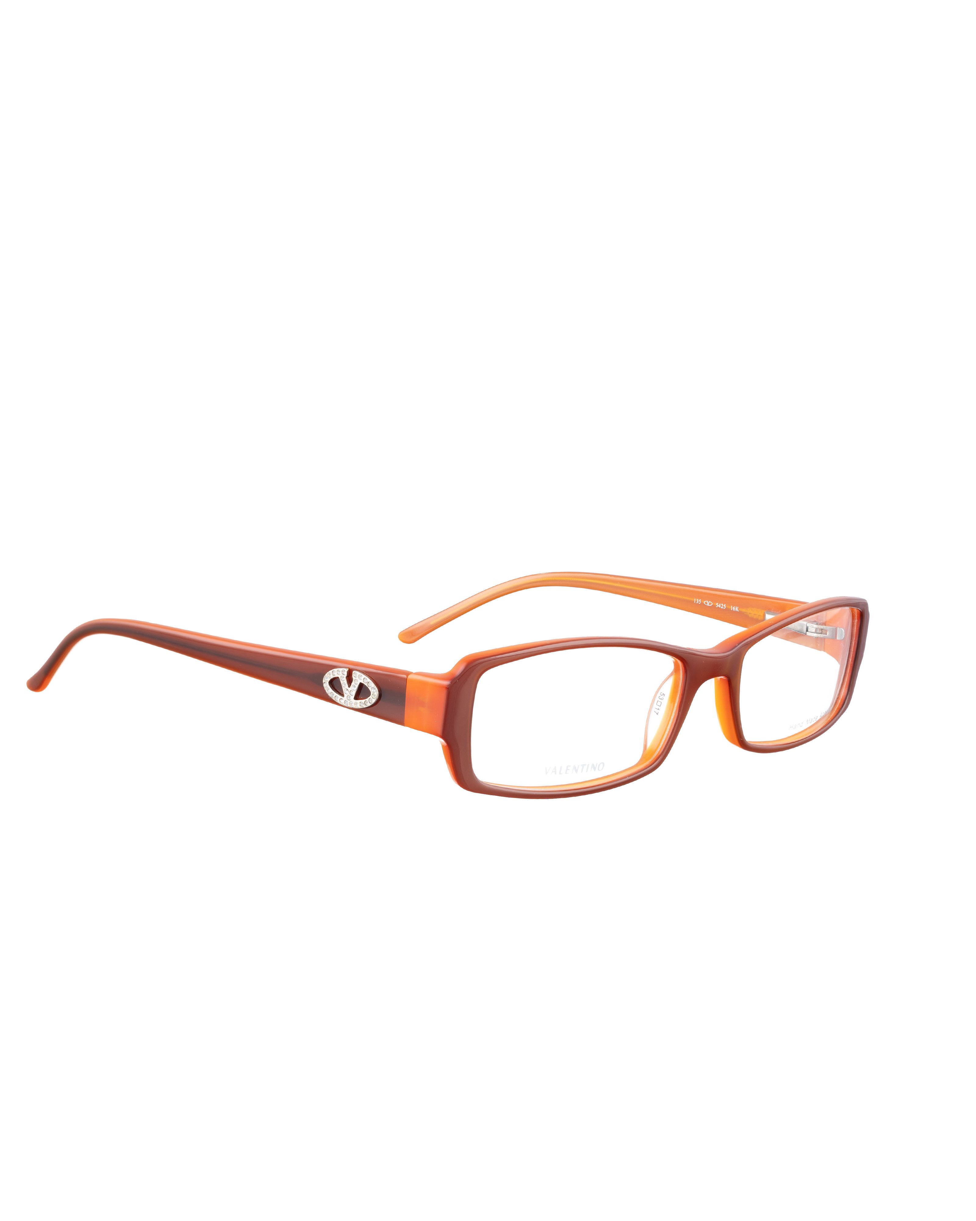 Valentino Valentino 00s Brown and Orange Rectangular Plastic Glasses Size ONE SIZE - 1 Thumbnail
